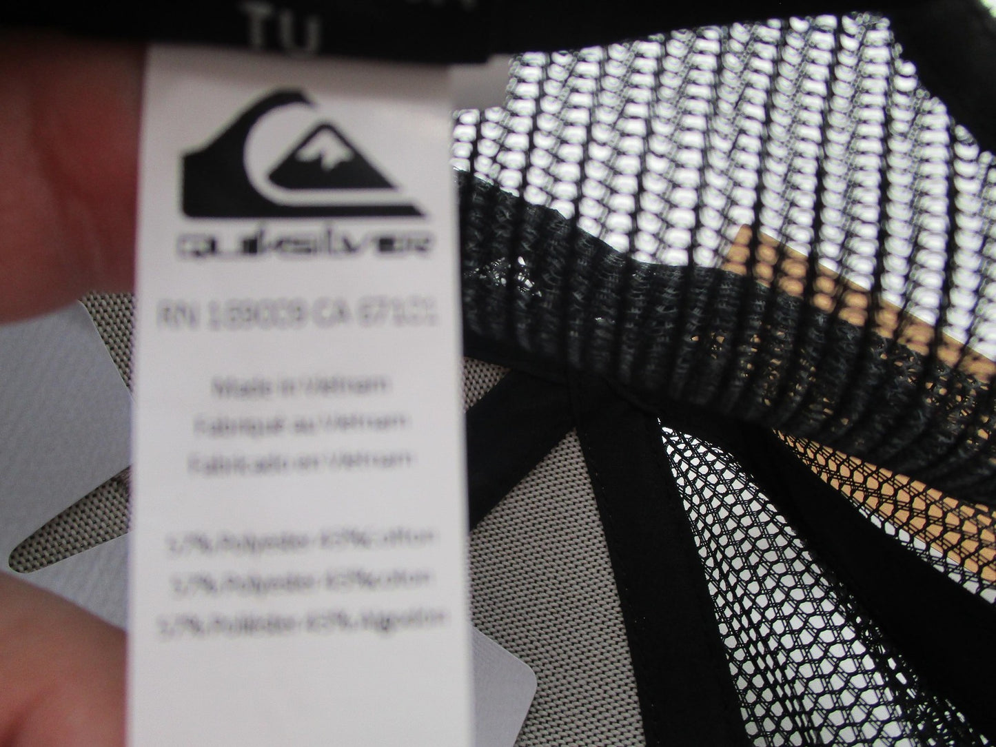Quiksilver Hat Cap Snap Back Mens One Size Beige Black Trucker Mesh Logo Patch9