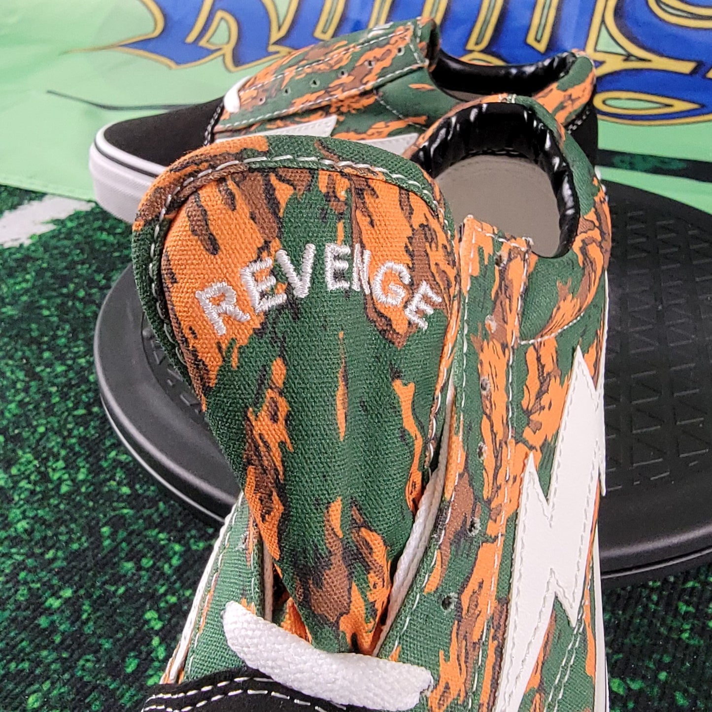 Revenge x Storm Vol.1 Tiger Camo Green Orange Men’s 5 Lace Up Sneakers NIB7