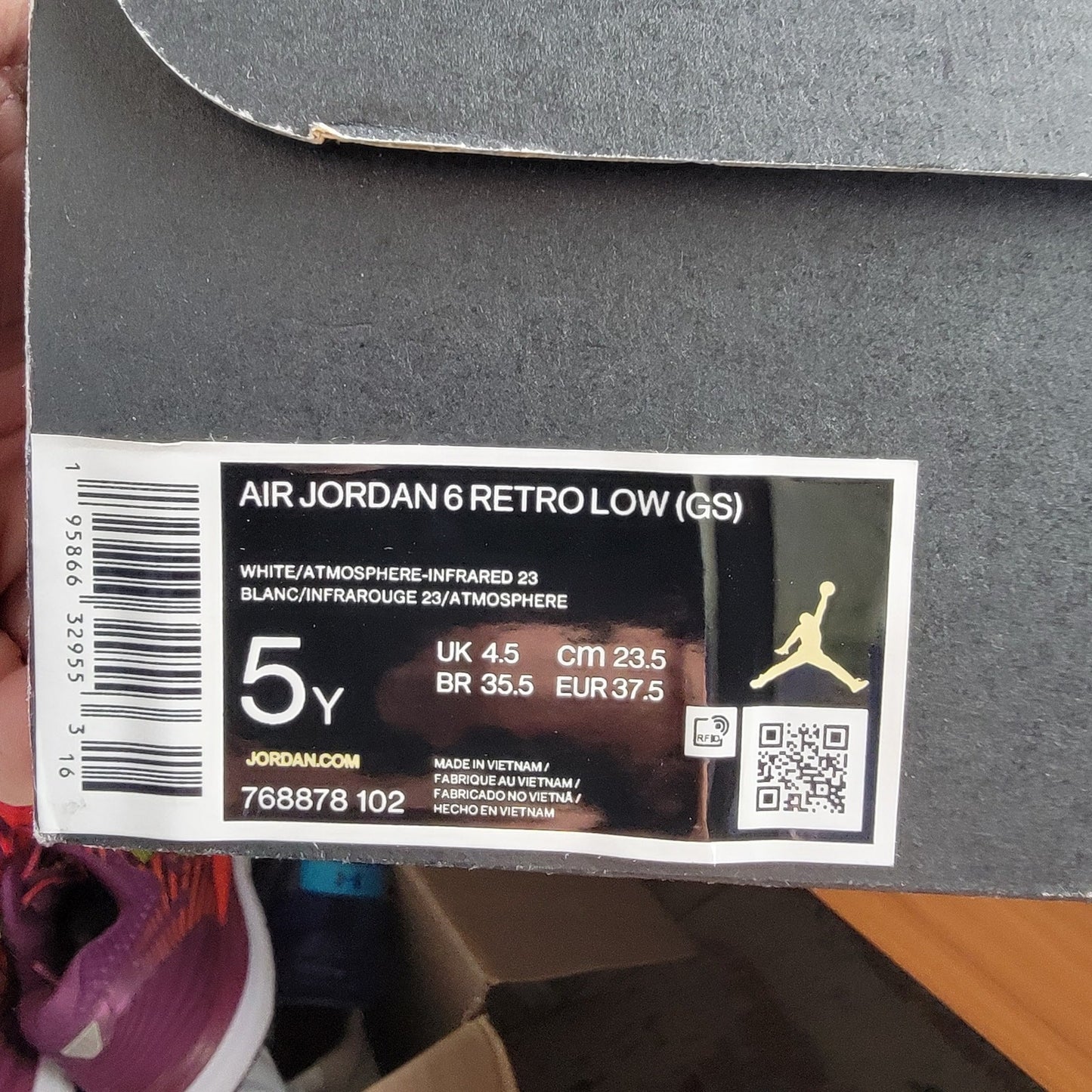 Air Jordan 6 Retro Low GS 'Atmosphere' Sz 5Y 7688781027