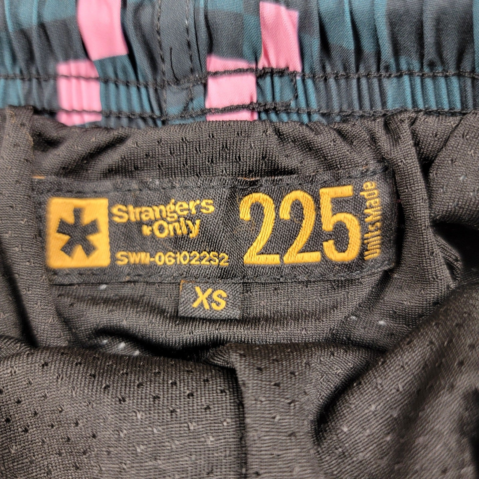 Strangers Only 225 Pixel Checkerboard Swim Trunks XS Pink Teal Board Shorts NWT3