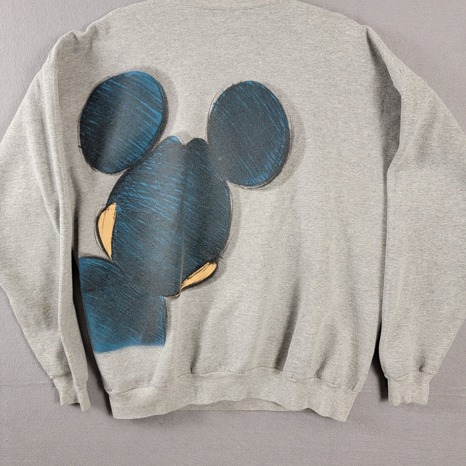  Vintage Disney Mickey Mouse Sweatshirt XL Gray Hanes Disneyland 90s Style