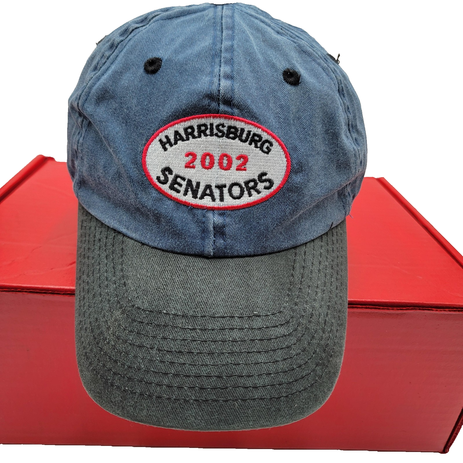 Vintage Harrisburg Senators Hat Cap Strap Back Blue Gray MILB Baseball Mens 20020
