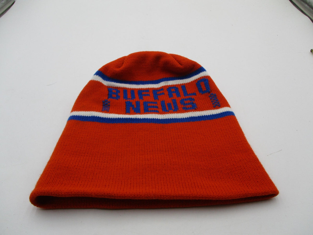 Buffalo News Hat Cap Beanie Mens One Size Orange Knit Striped Logo Winter4