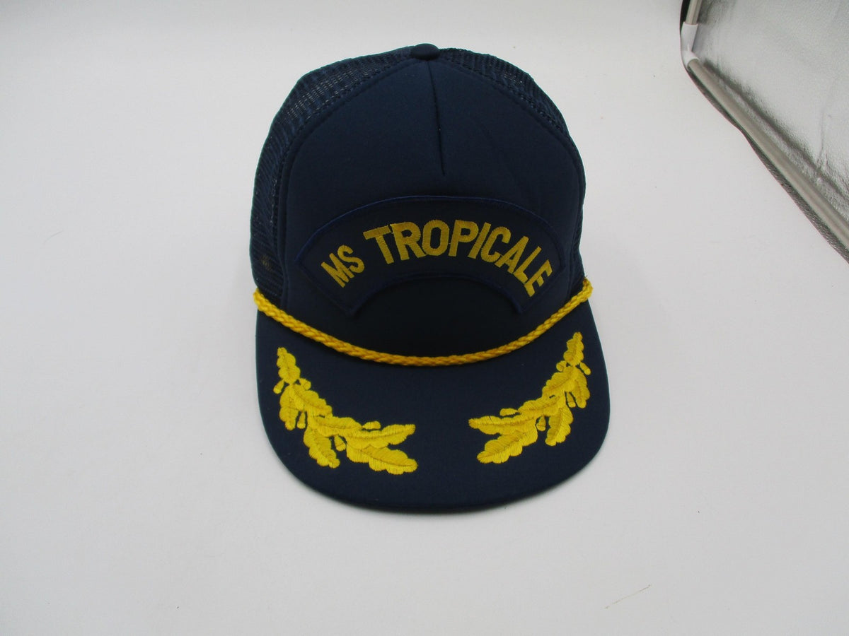 Vintage MS Tropicale Hat Cap Snap Back Mens One Size Blue Nautical Embroidered3