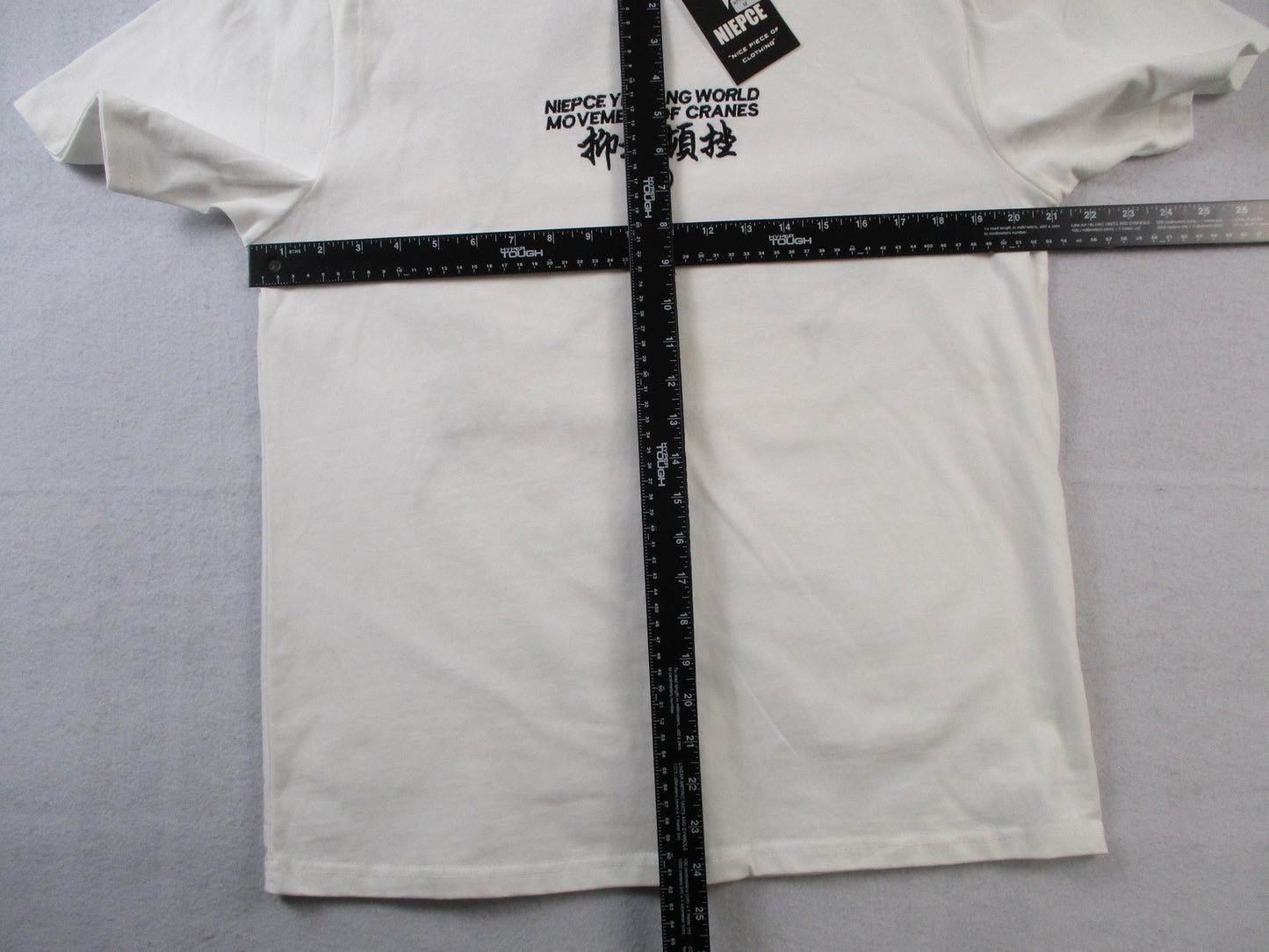 NIEPCE Yin Yang Shirt Mens Medium White Crane Graphic Embroidered Tee 15115