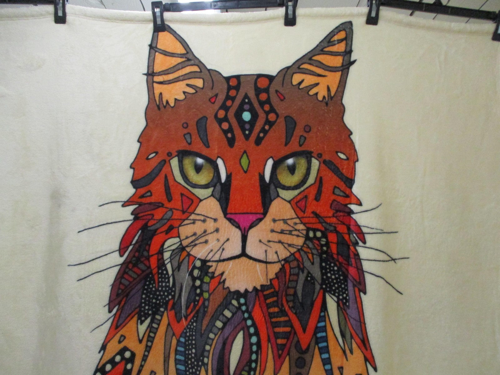 Society6 Throw Blanket 50x60 Multicolor Pop Art Cat Fleece Reversible1