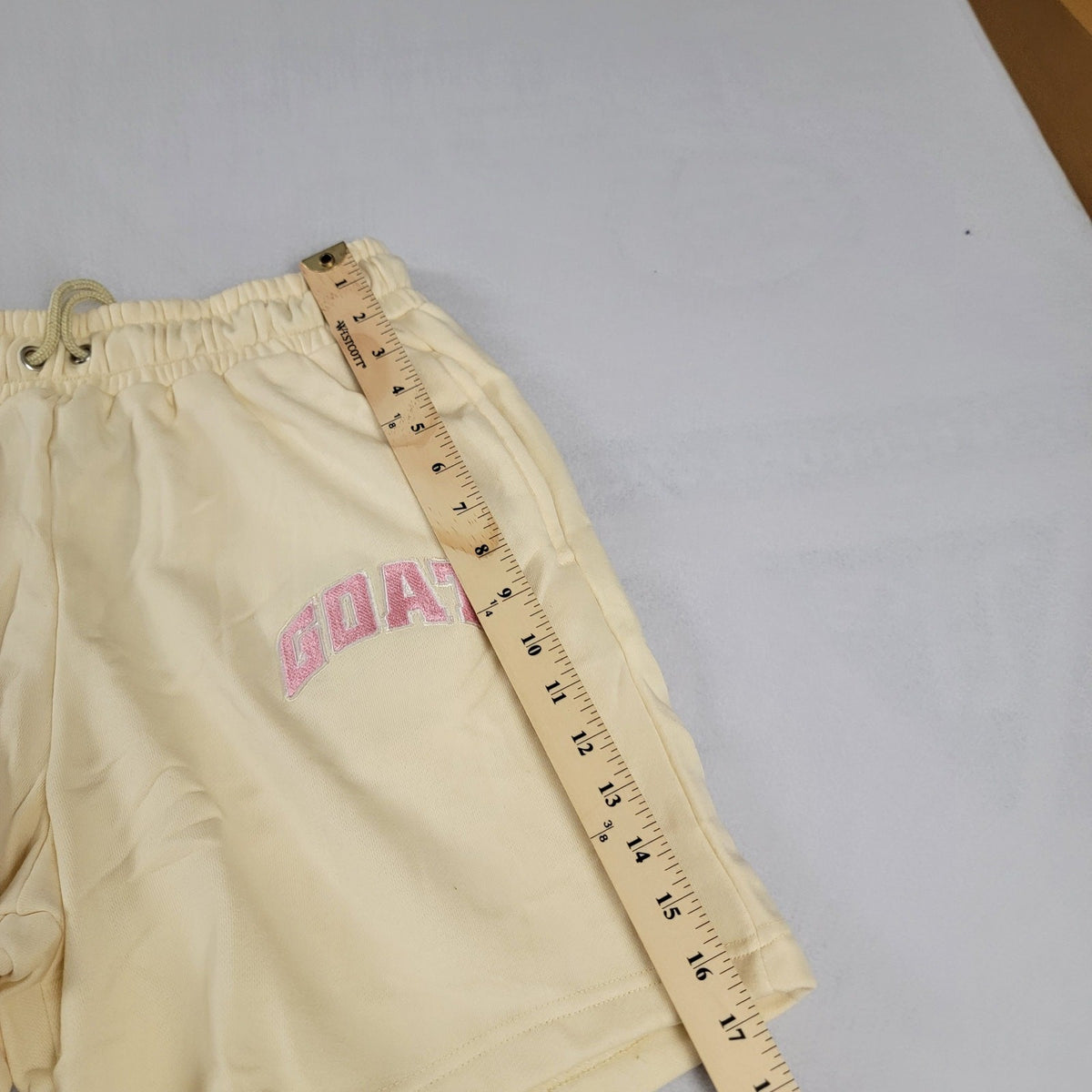 SneakGallery GOAT Short Sleeve Crewneck Jogger Sweat Set Mens L Cream NWT12