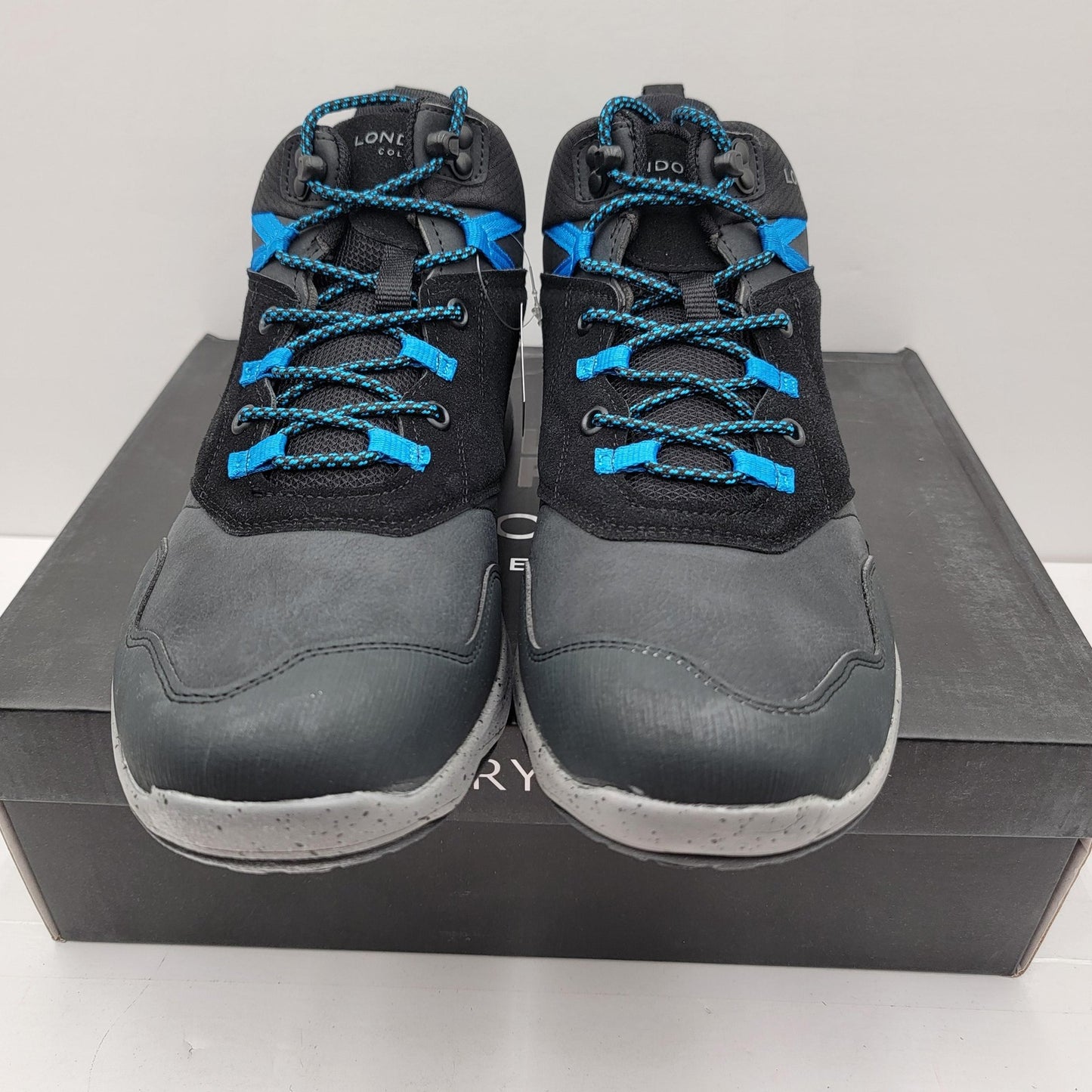 London Fog Isaac Men's Black Memory Foam Hiking Trail Sneakers NIB