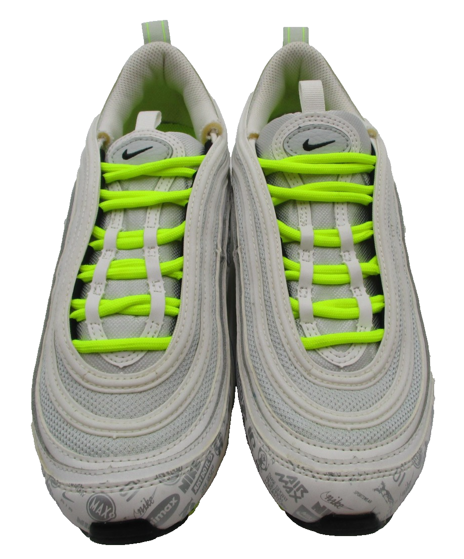 Nike Air Max 97 Shoes Youth Sz 7Y White Volt Logo Print 921522108 Sneakers 1T35