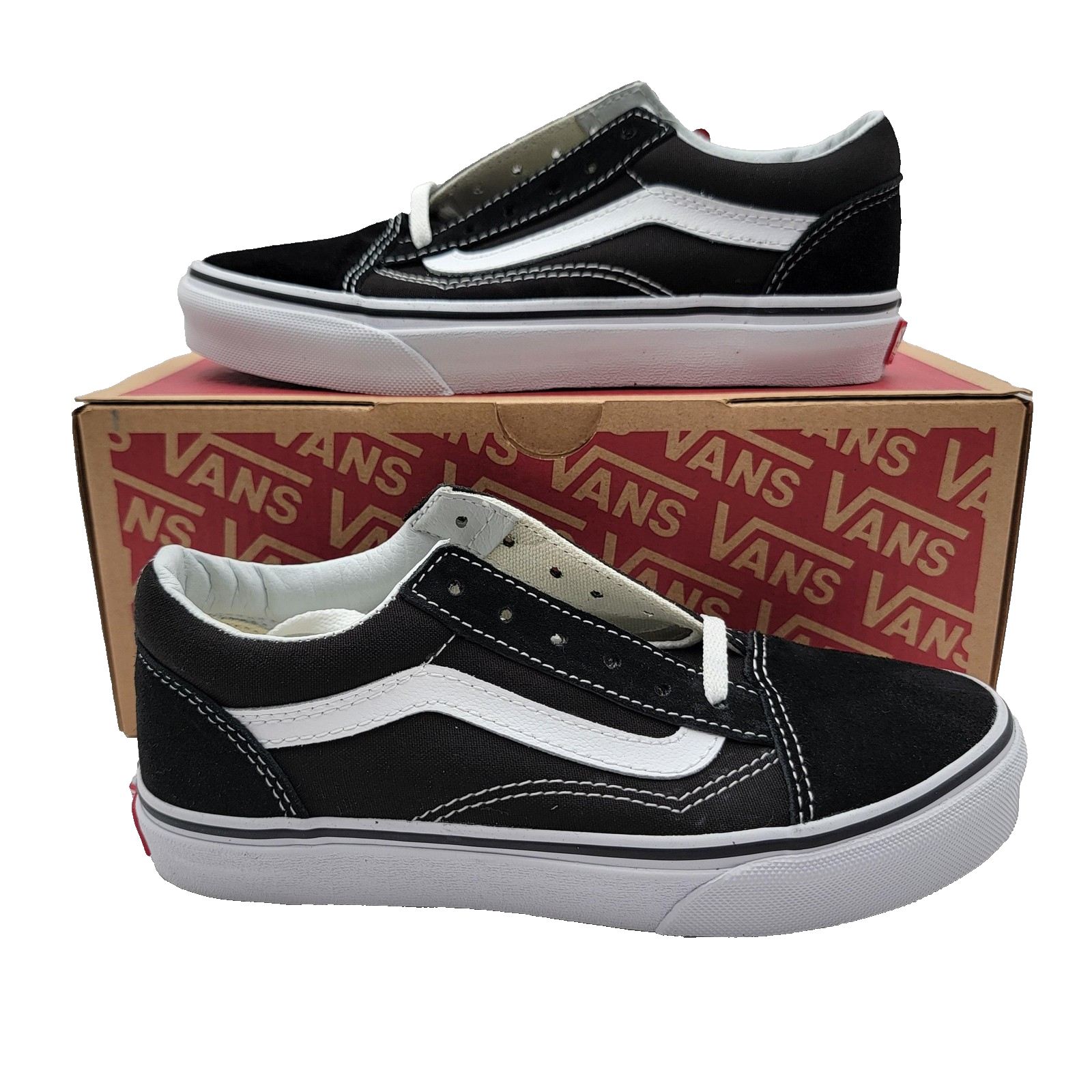 Vans Old Skool Shoes Kids Size 2.5 Classic Skate Black True White VN000W9T6BT0
