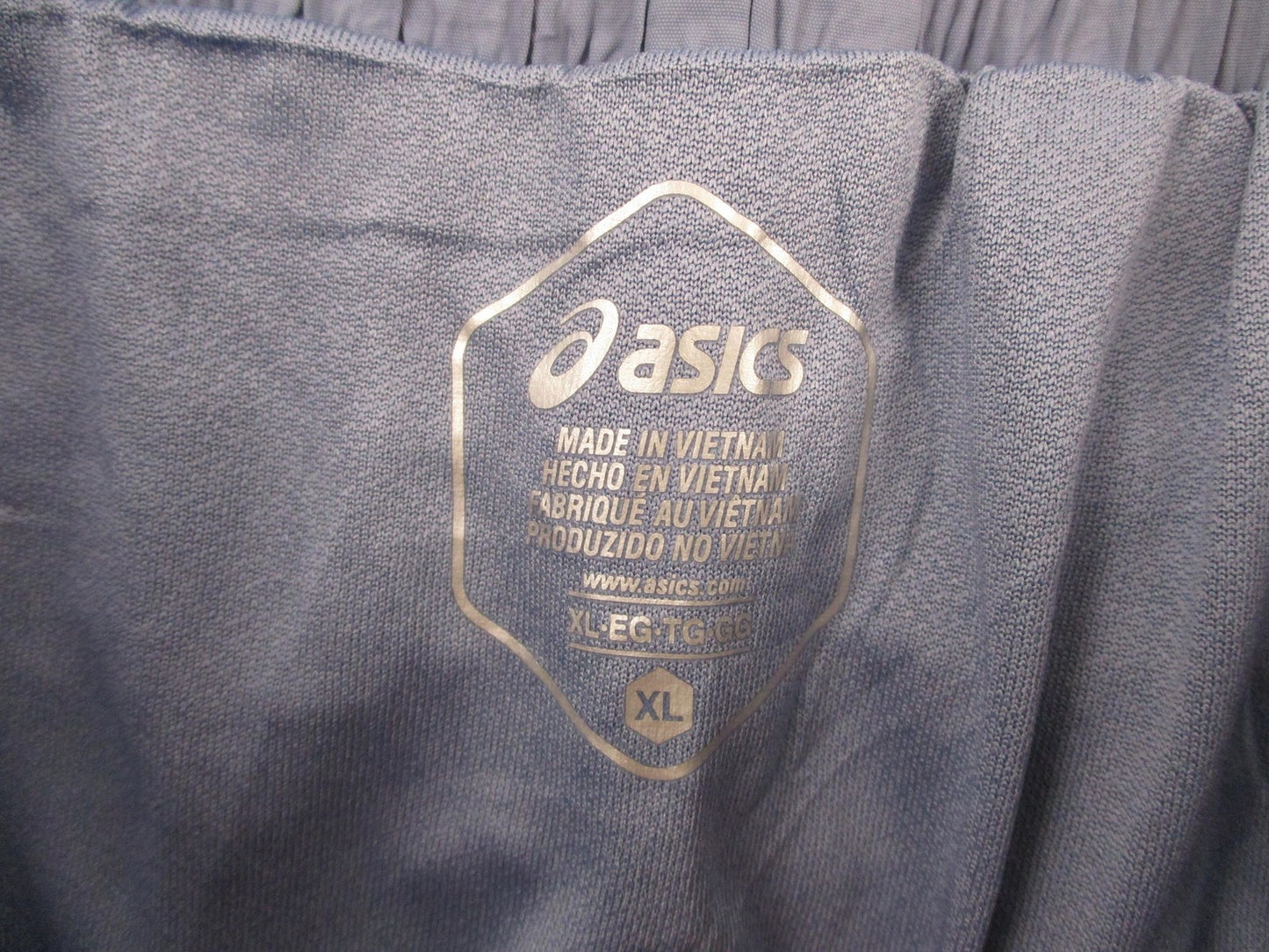 ASICS Running Shorts Womens XL Blue Crinkle High Waist Lined Elastic Pocket 12363