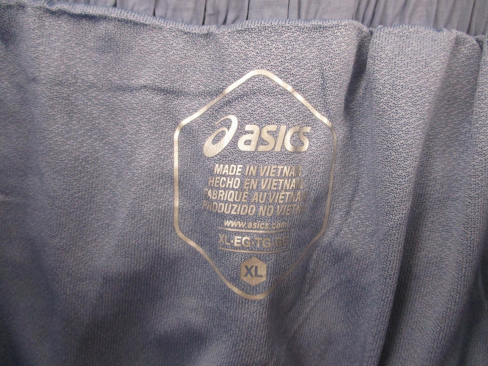 ASICS Running Shorts Womens XL Blue Crinkle High Waist Lined Elastic Pocket 12363