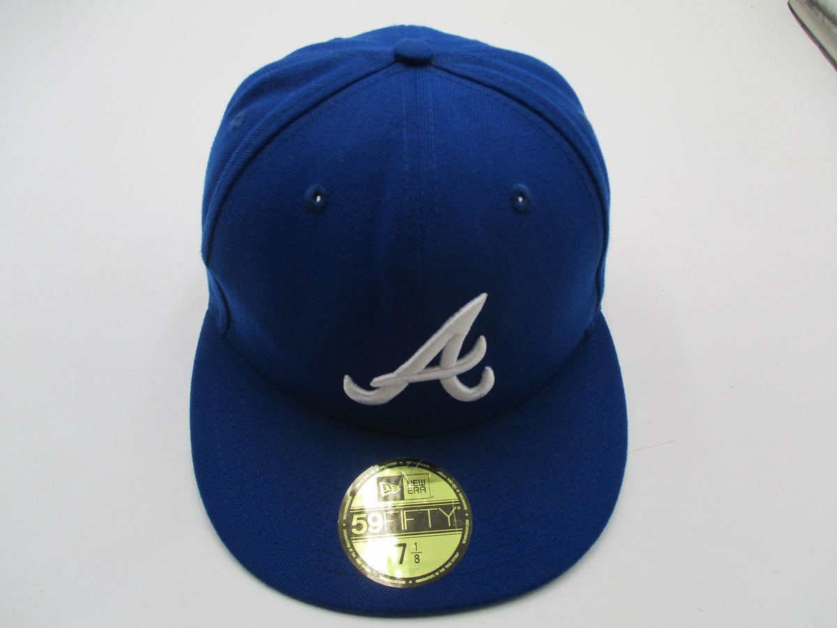 Atlanta Braves Hat Cap Fitted Mens 7 1/8 Blue MLB Baseball 59FIFTY New Era10
