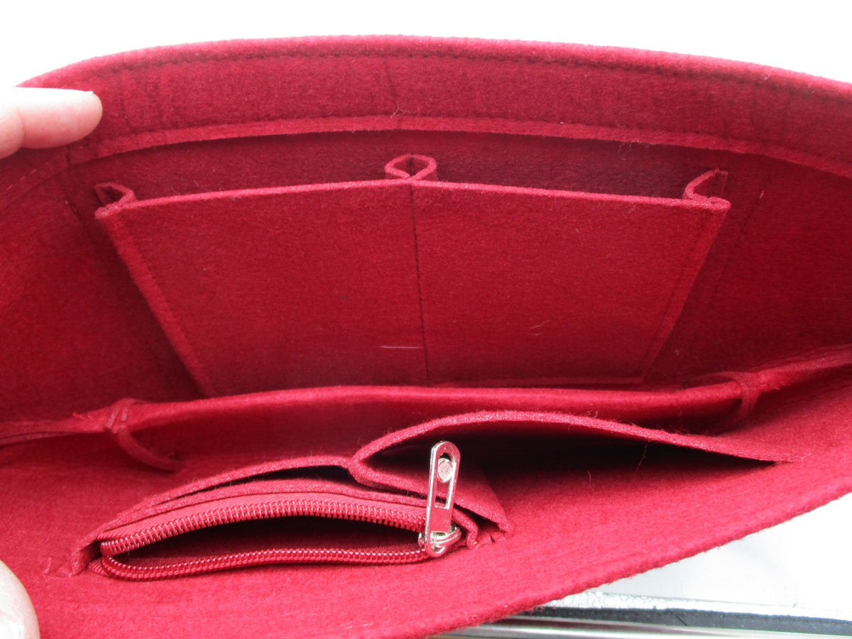 Felt Purse Organizer Insert Red Tote Handbag Bag Organizer Zipper Pockets3