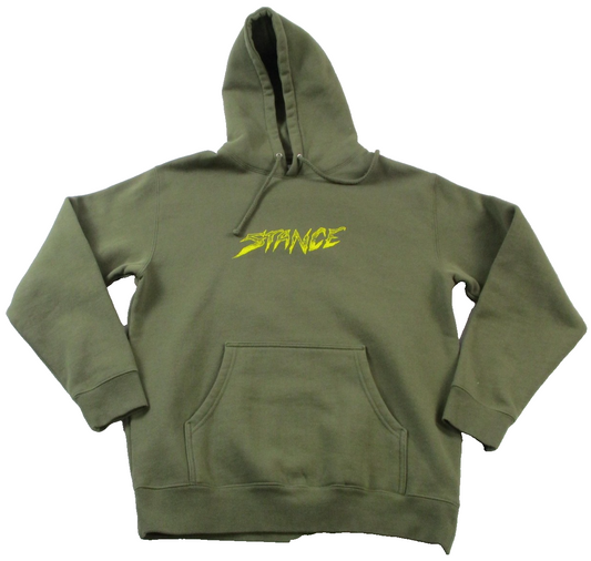 Stance Hoodie Mens Medium Green Pullover Fleece Sweatshirt Skull Horror Graphic0