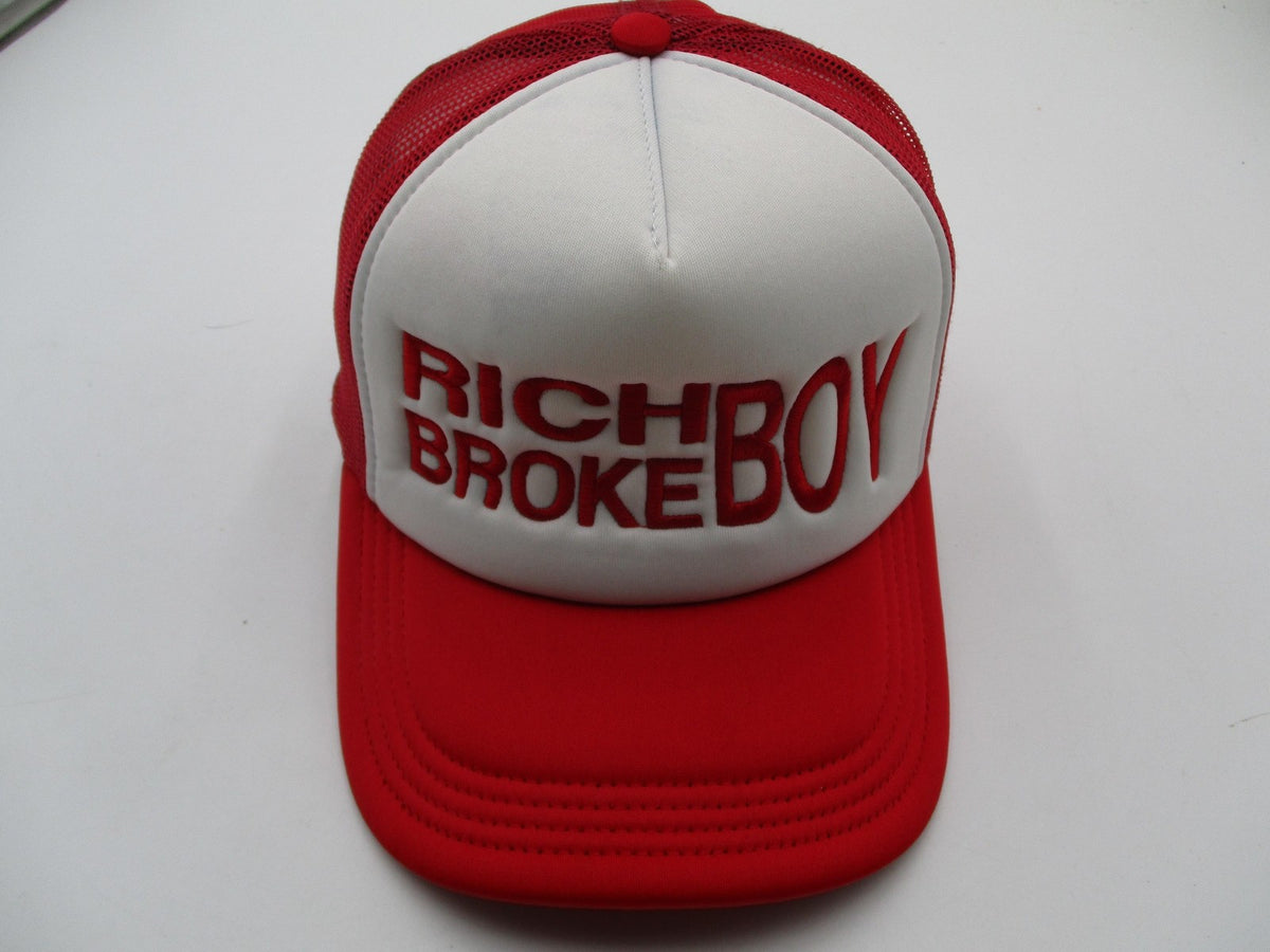 Crowns By Lids Hat Cap Snap Back Mens One Size Red Rich Broke Boy Trucker Mesh7
