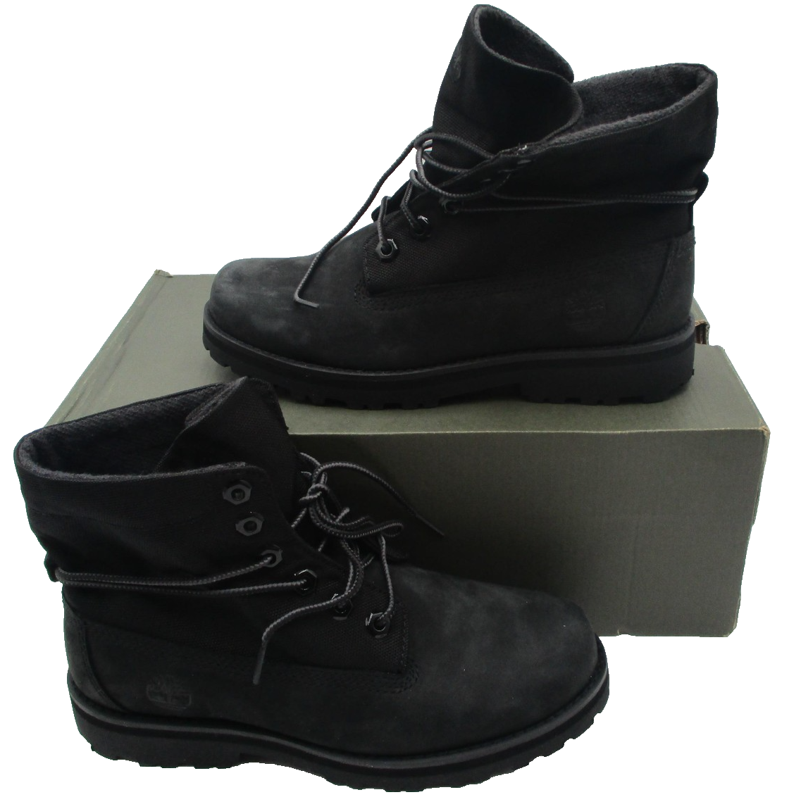 Timberland Courma Kid Roll Top Boots Youth Size 4 Black Nubuck Outdoor2