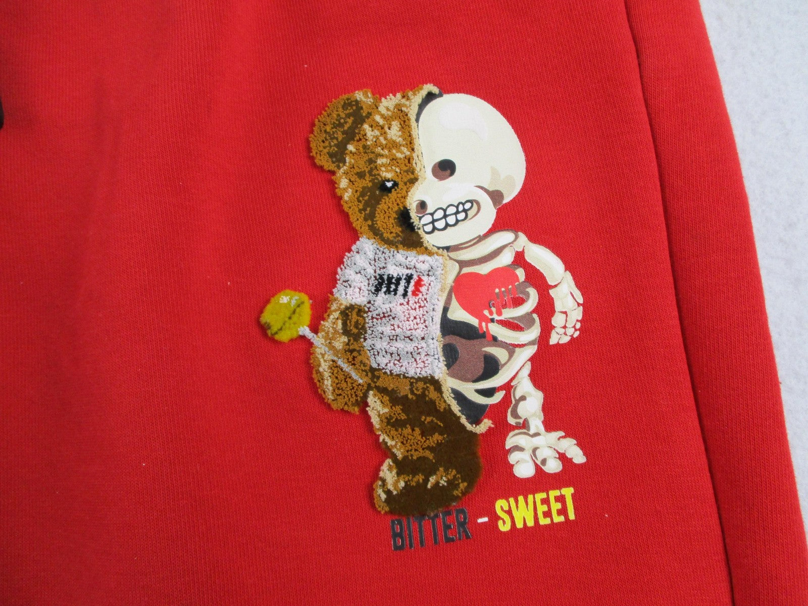 Loop Tracksuit Mens 2XL Red Bitter Sweet Bear Graphic Fleece Hoodie Joggers 169414
