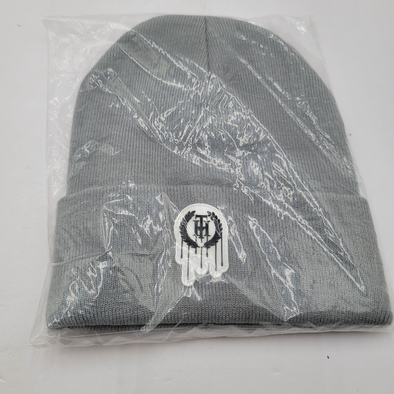 The Hideout Clothing THC Essentials Grey Beanie Knit Hat Drip Logo Unisex NWT5