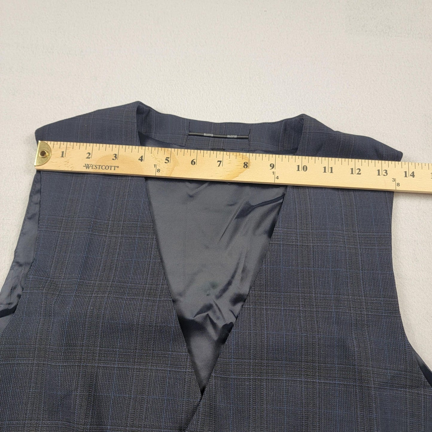 Selected Homme Vest Dark Navy Check Slim Fit Elon Waistcoat