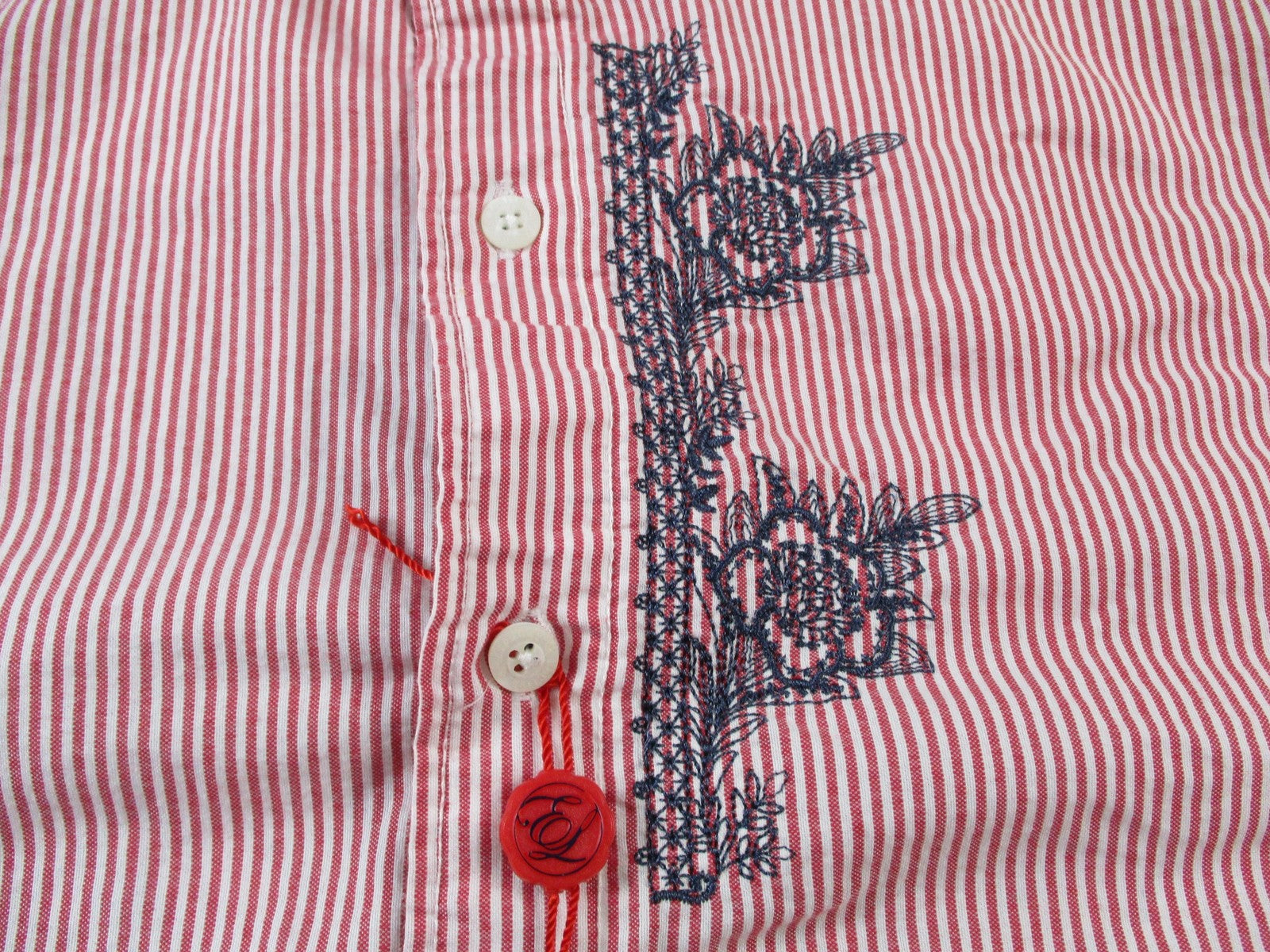 English Laundry Shirt Mens 2XL Red Striped Long Sleeve Embroidered ELW810 15598