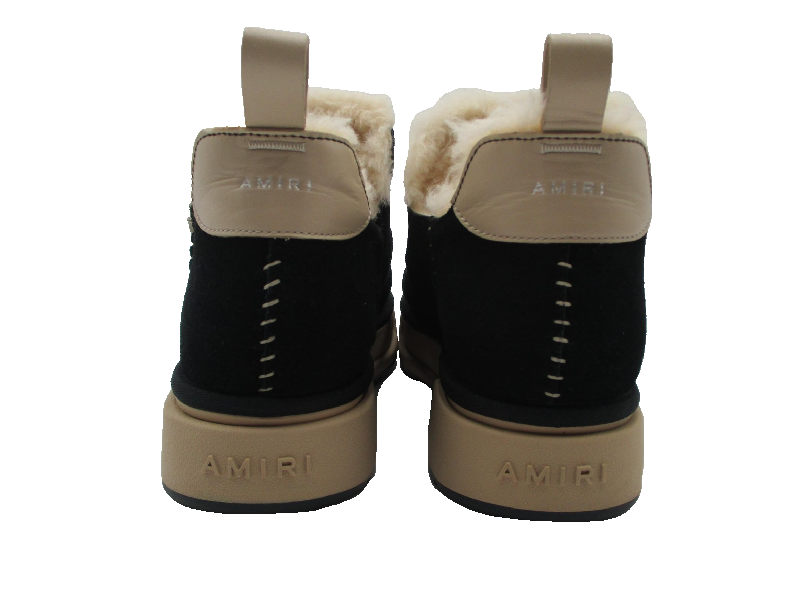 Amiri Malibu Boots Womens Size 10 Black Tan Shearling Slip On Suede platform 1I95