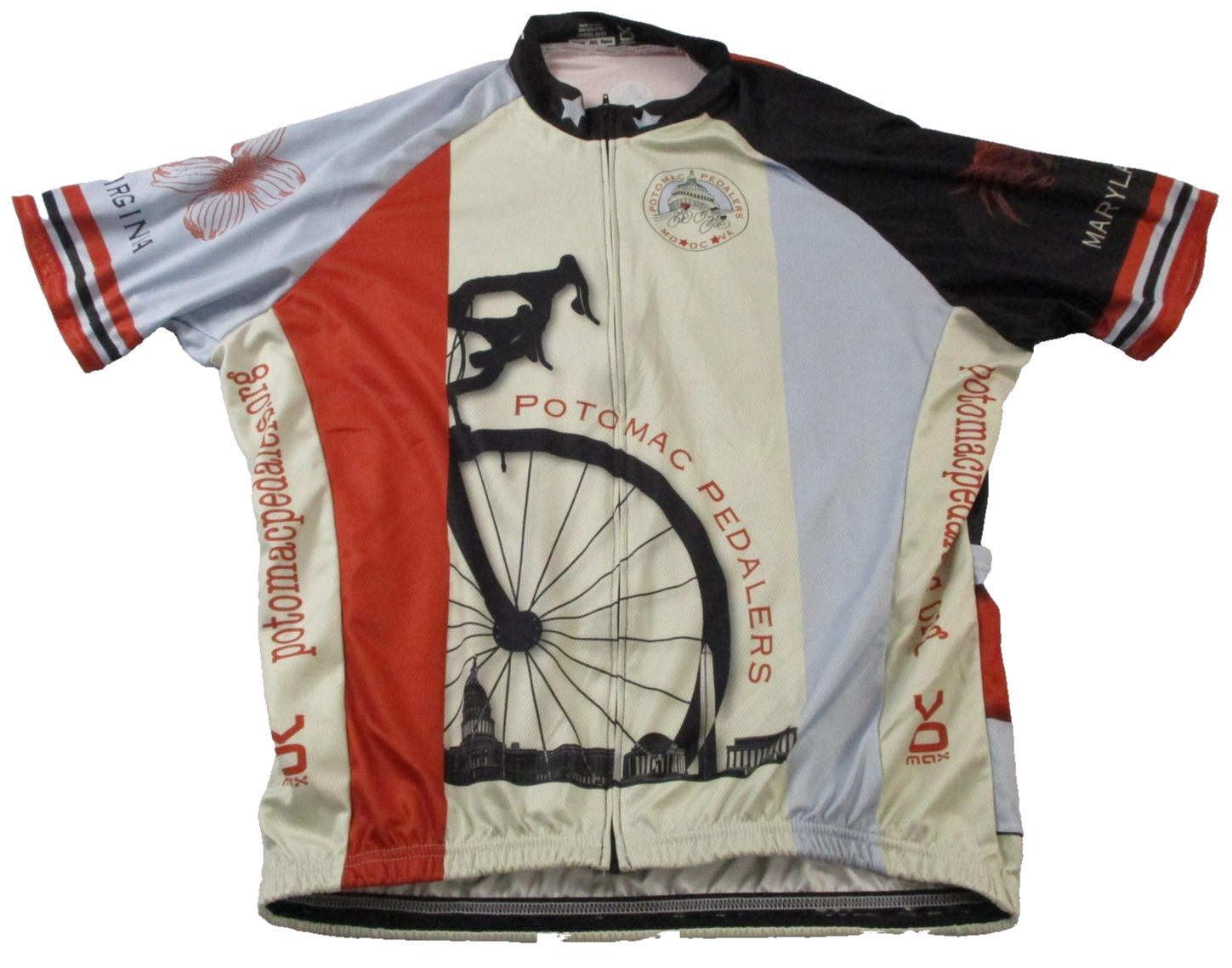 VOmax Potomac Pedalers Cycling Jersey Mens 4XL Washington DC Map Full Zip USA0