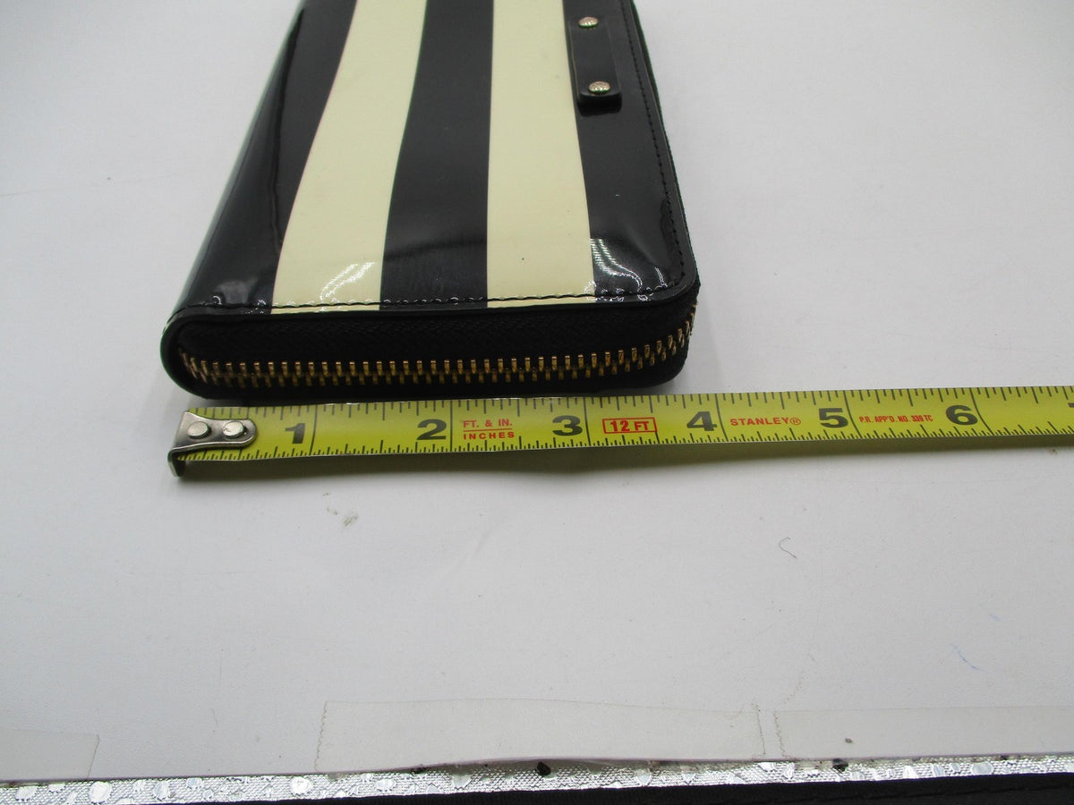 Kate Spade Wallet Women's One Size Black Striped Patent Zip Around Wristlet10