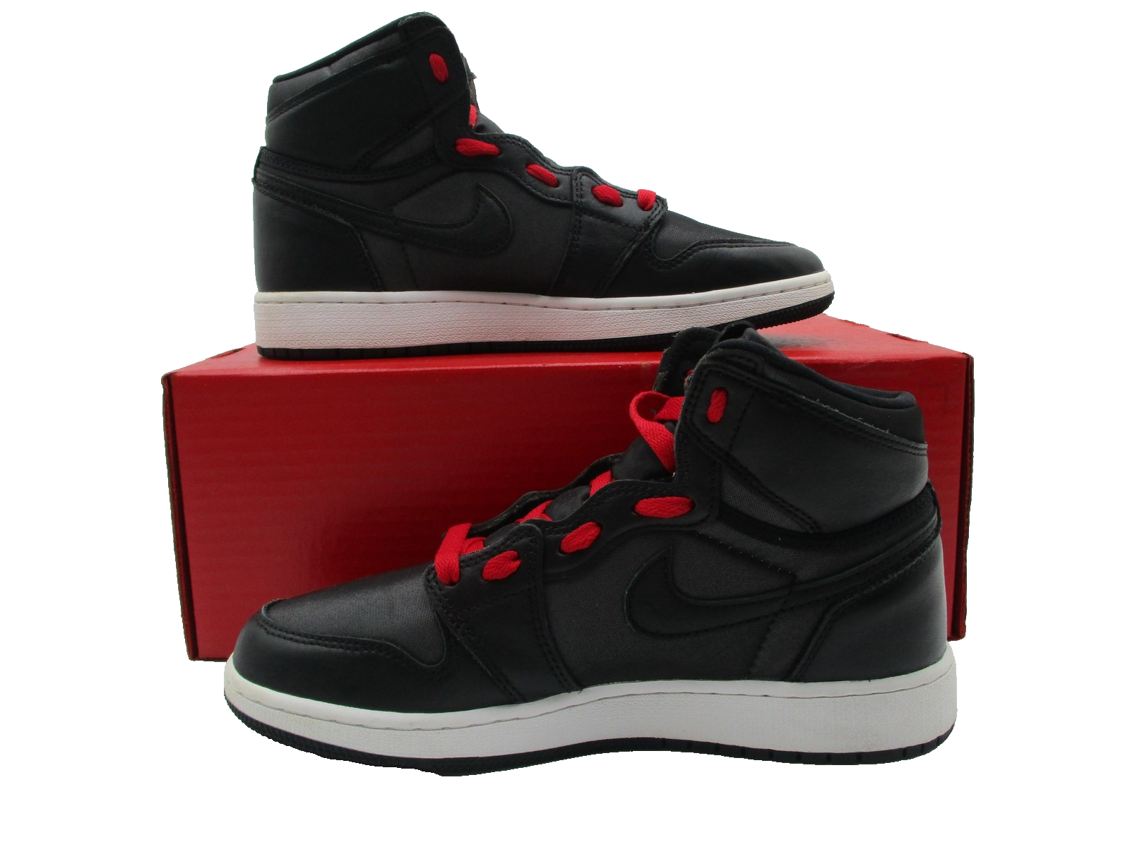 Nike Air Jordan 1 Mid Shoes Youth Size 6.5Y Black Red Basketball 575441060 1K81