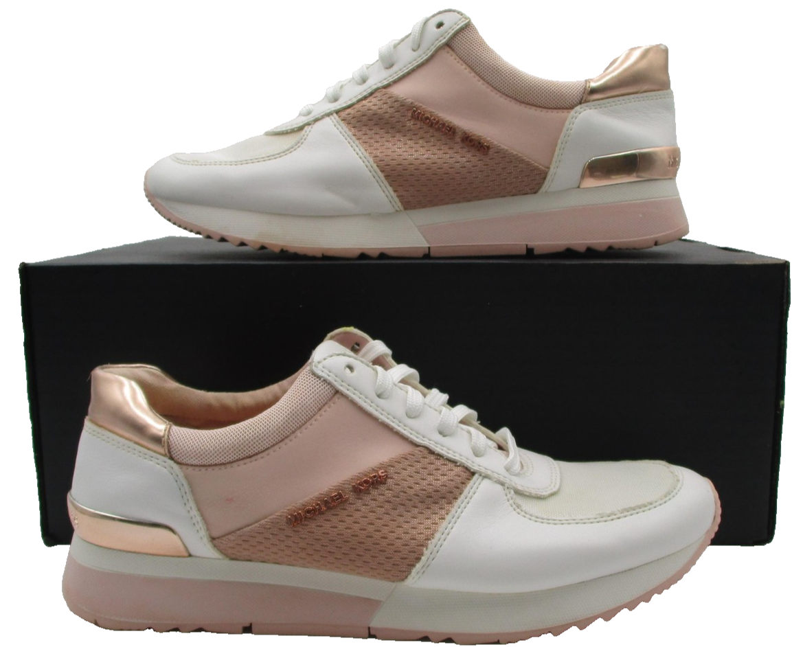 Michael Kors Shoes Womens Size 7.5 Pink Rose Gold Colorblock Sneakers AN21A 1P90
