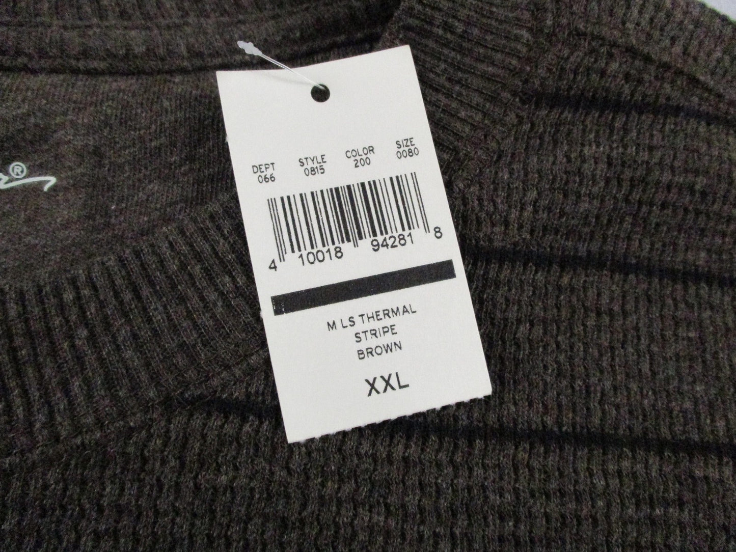 Eddie Bauer Sweater Mens 2XL Brown Thermal Stripe Waffle Knit Pullover3
