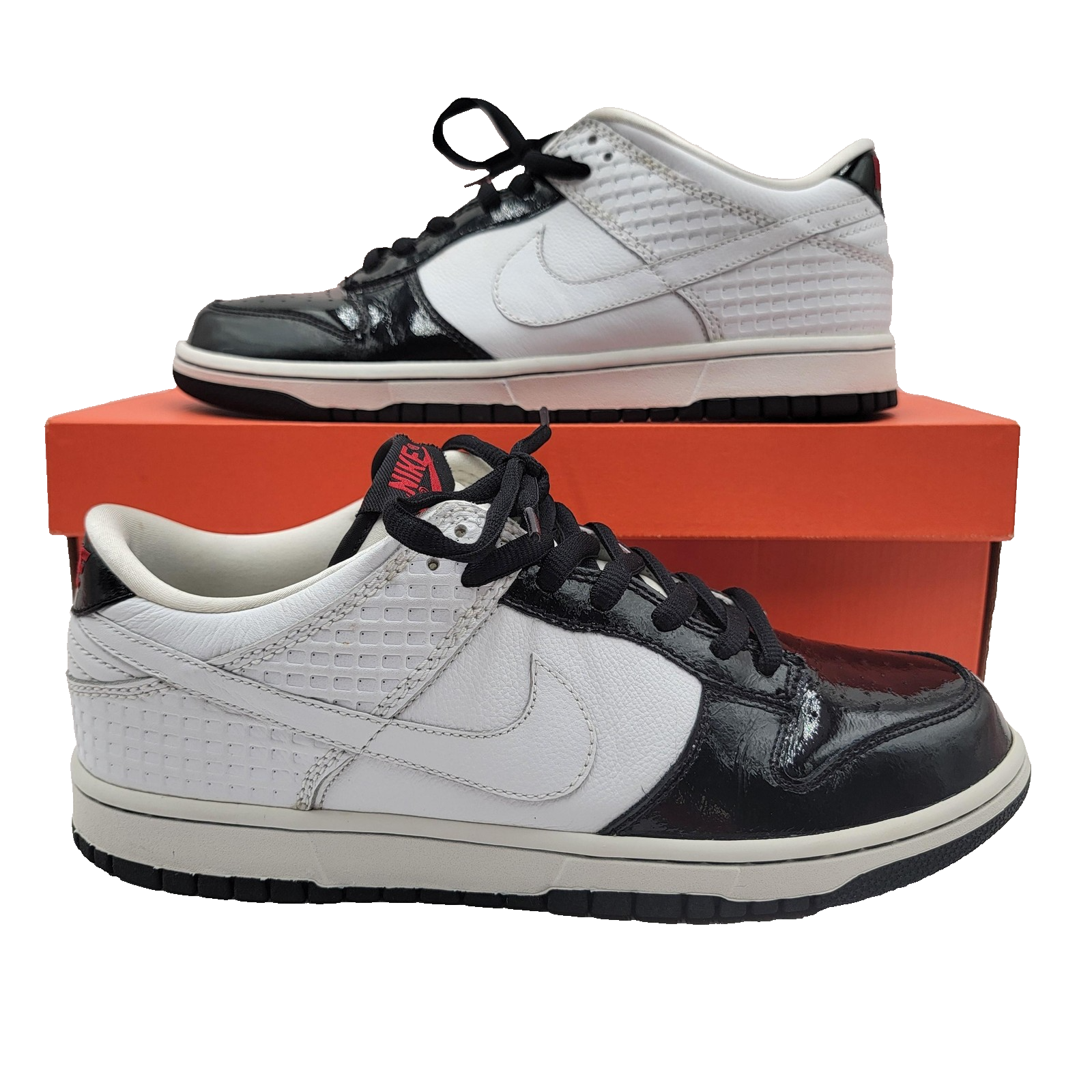 Nike Dunk Low Premium Shoes Mens Size 10.5 White Black Patent Leather 3076961130