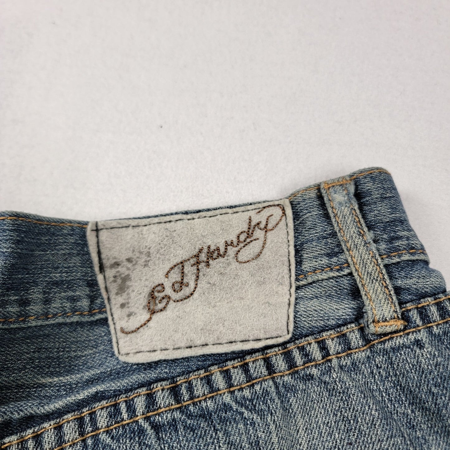 Ed Hardy Jeans Mens 34x34 Blue Denim Straight Leg Tiger Embroidery Distressed2