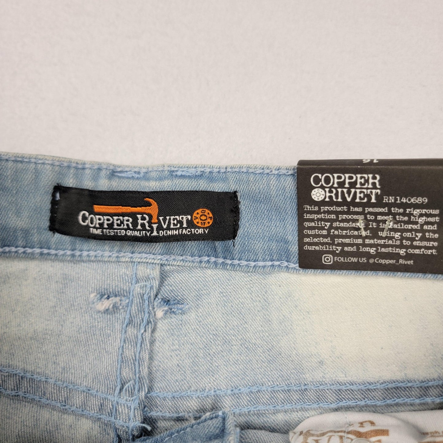 Copper Rivet Jeans Mens 16 Blue Slim Fit Cargo Pockets Zipper Streetwear New 9859