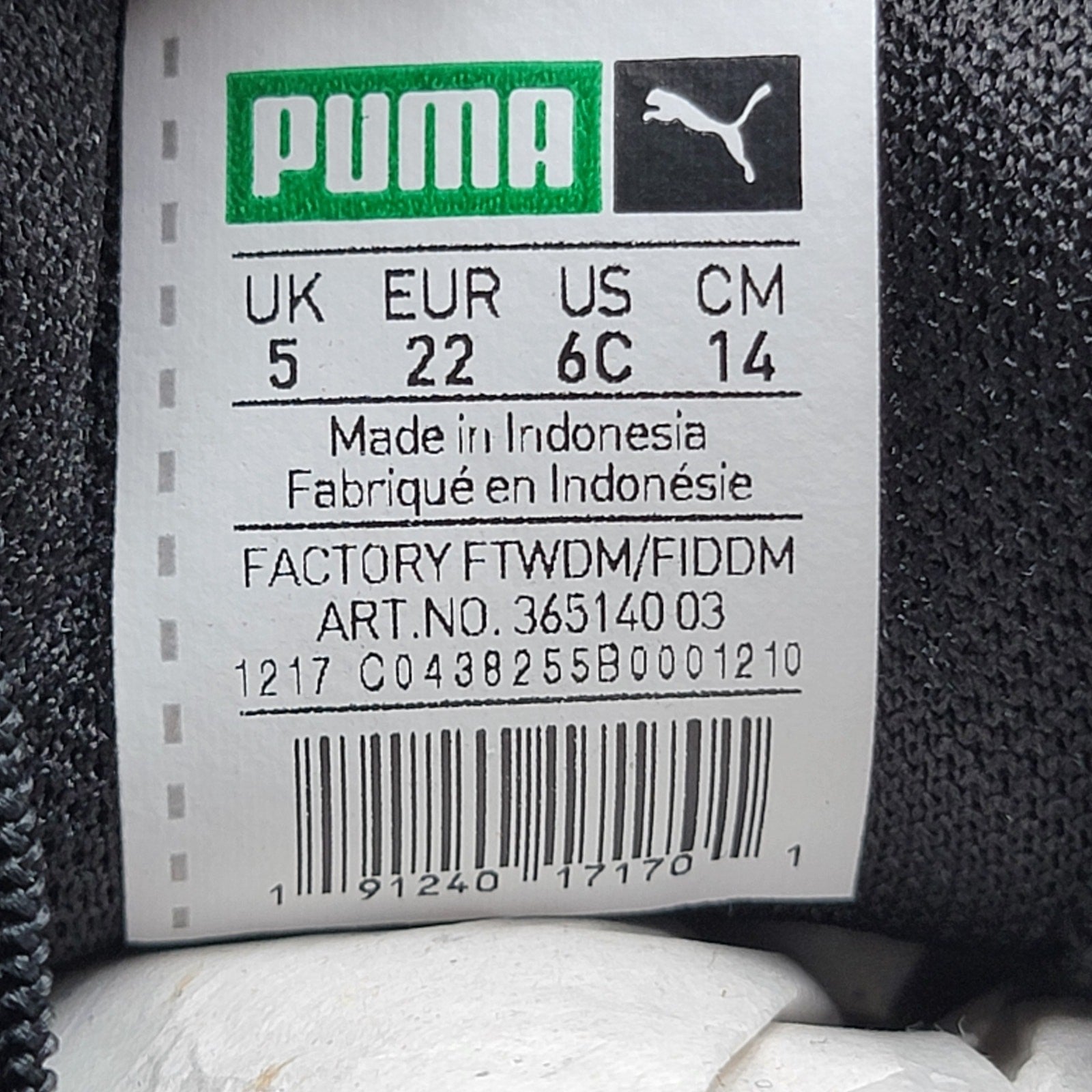 Puma Suede Heart Jewel Inf 'Black White' Sz 6C 365140037