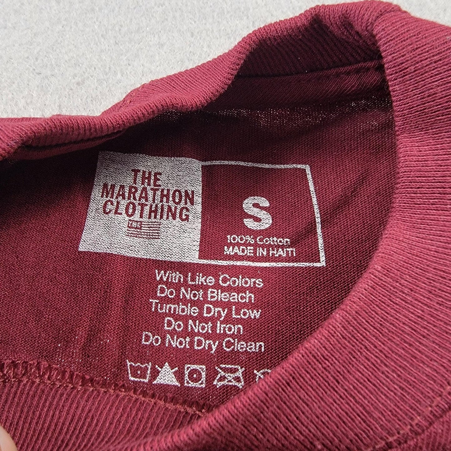 The Marathon Clothing Shirt Mens Small Burgundy Crenshaw Graphic Tee TMC Script1