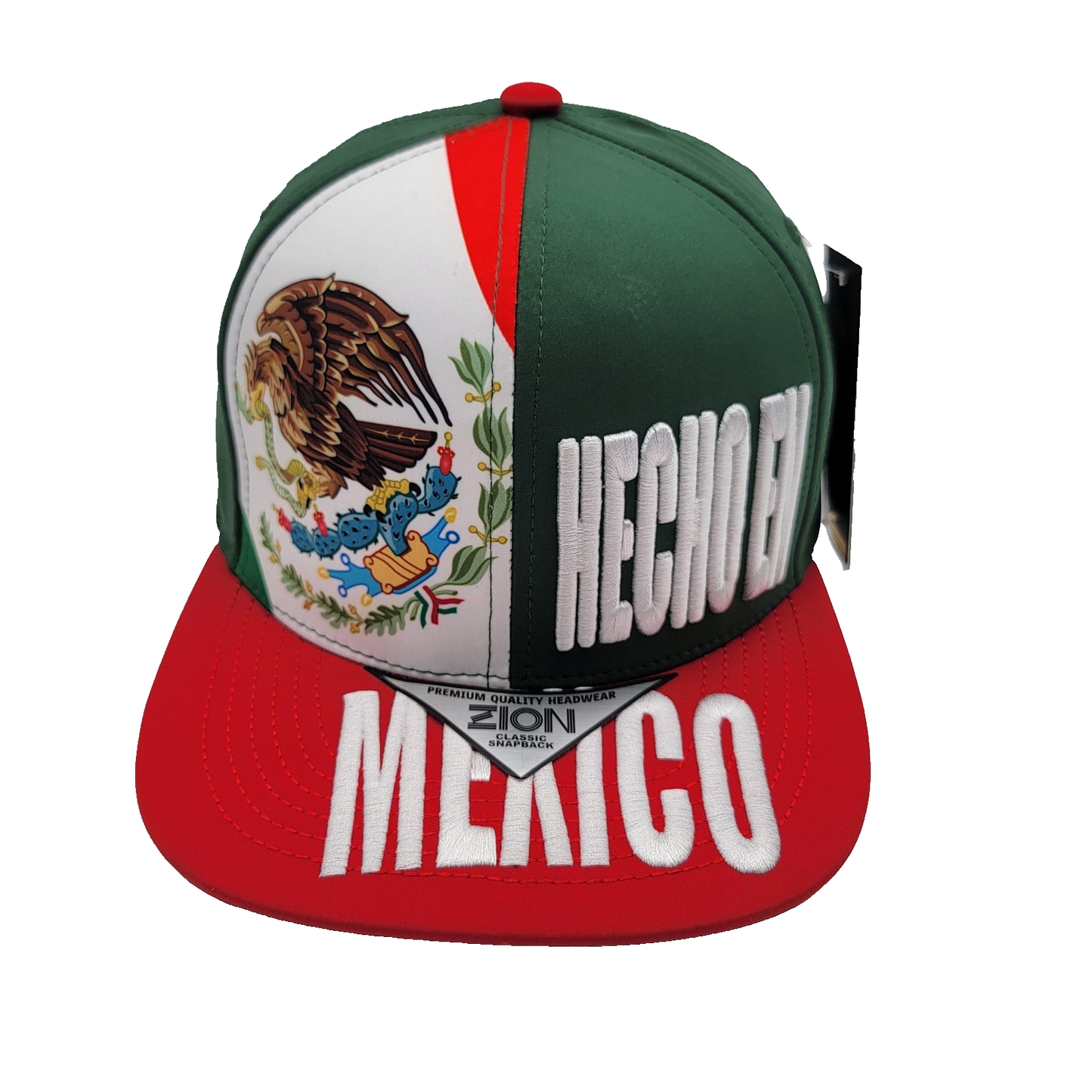 Hecho En Mexico Hat Cap Snap Back Green Red Eagle Flag Embroidered Mens Zion0