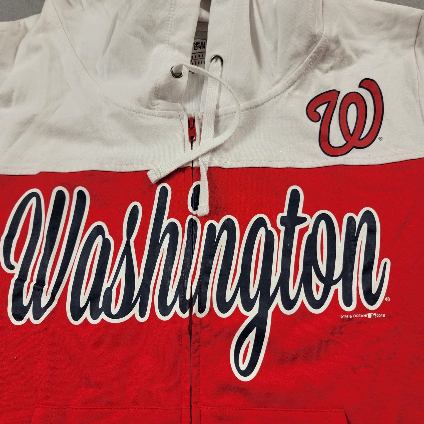 New Era MLB Washington Nationals Hoodie Mens 2XL Red White ZipUp Sweatshirt 5183