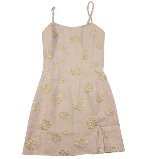 Lulus Pink Gold Floral Brocade Spaghetti Strap Mini Dress Women’s XS NWT