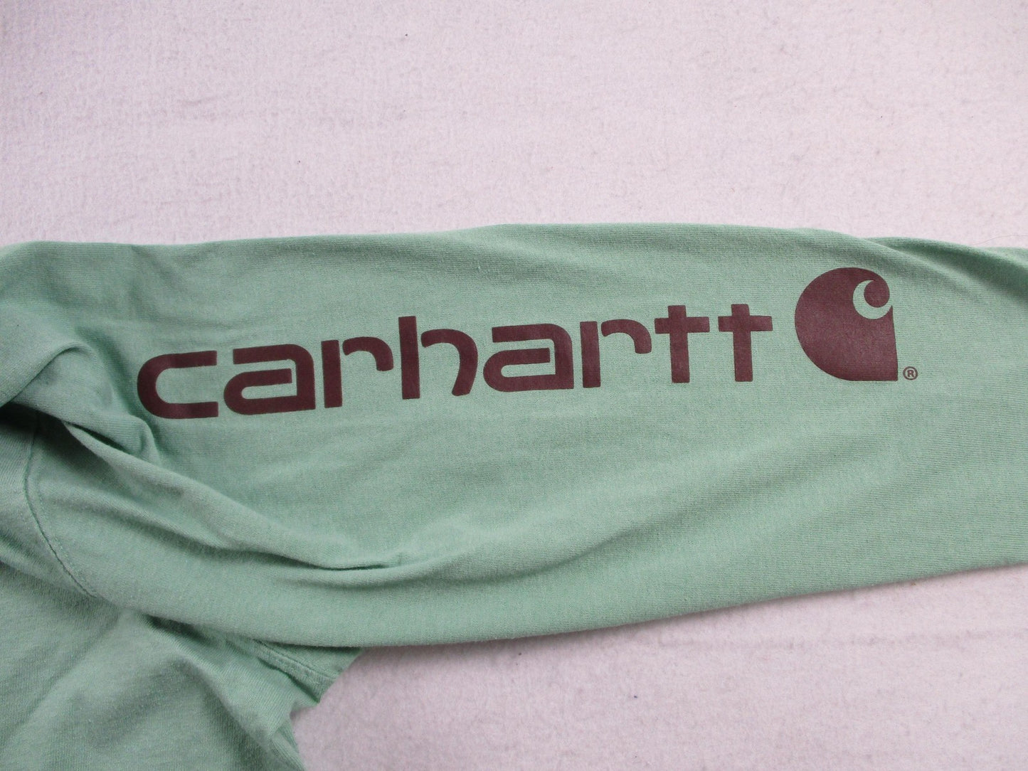 Carhartt Shirt Womens 3X Green Loose Fit Long Sleeve Logo Graphic Work Tee3