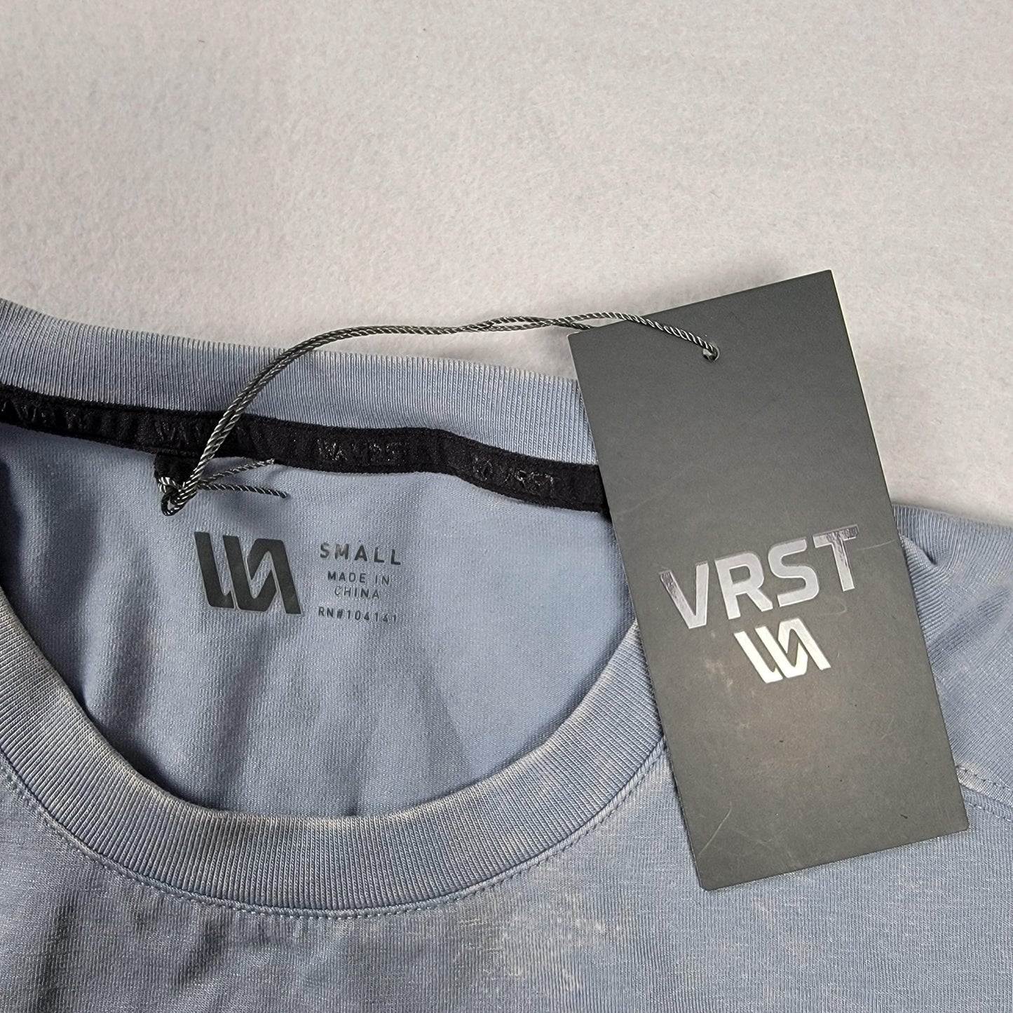 VRST Essential Pocket Shirt Mens Sm Muted Denim Breathable Custom Dyed Tee