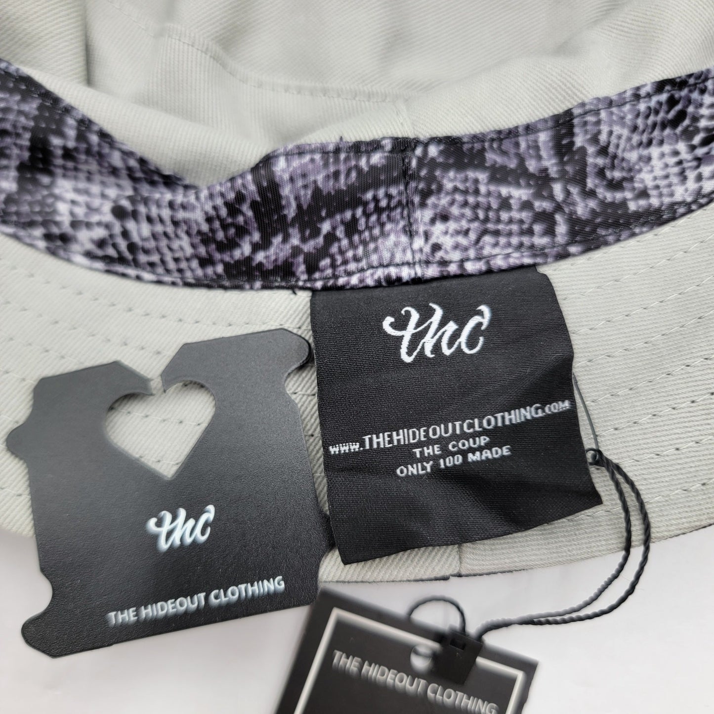 The Hideout Clothing THC Bucket Hat Black Snakeskin Print Ltd Edition 1 of 1002