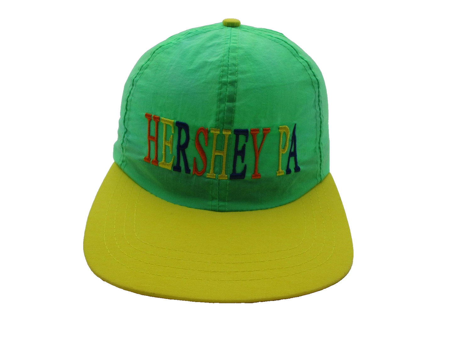 Hershey PA Hat Cap Snap Back Mens One Size Green Yellow Nylon Embroidered J Hats0