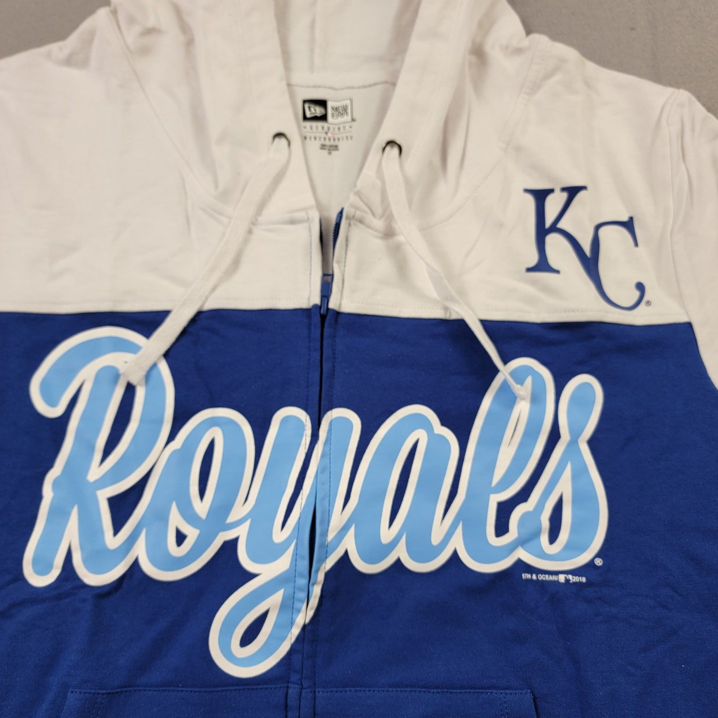 New Era Kansas City Royals MLB Hoodie 2X Blue White Full Zip Sweatshirt NWT 5173