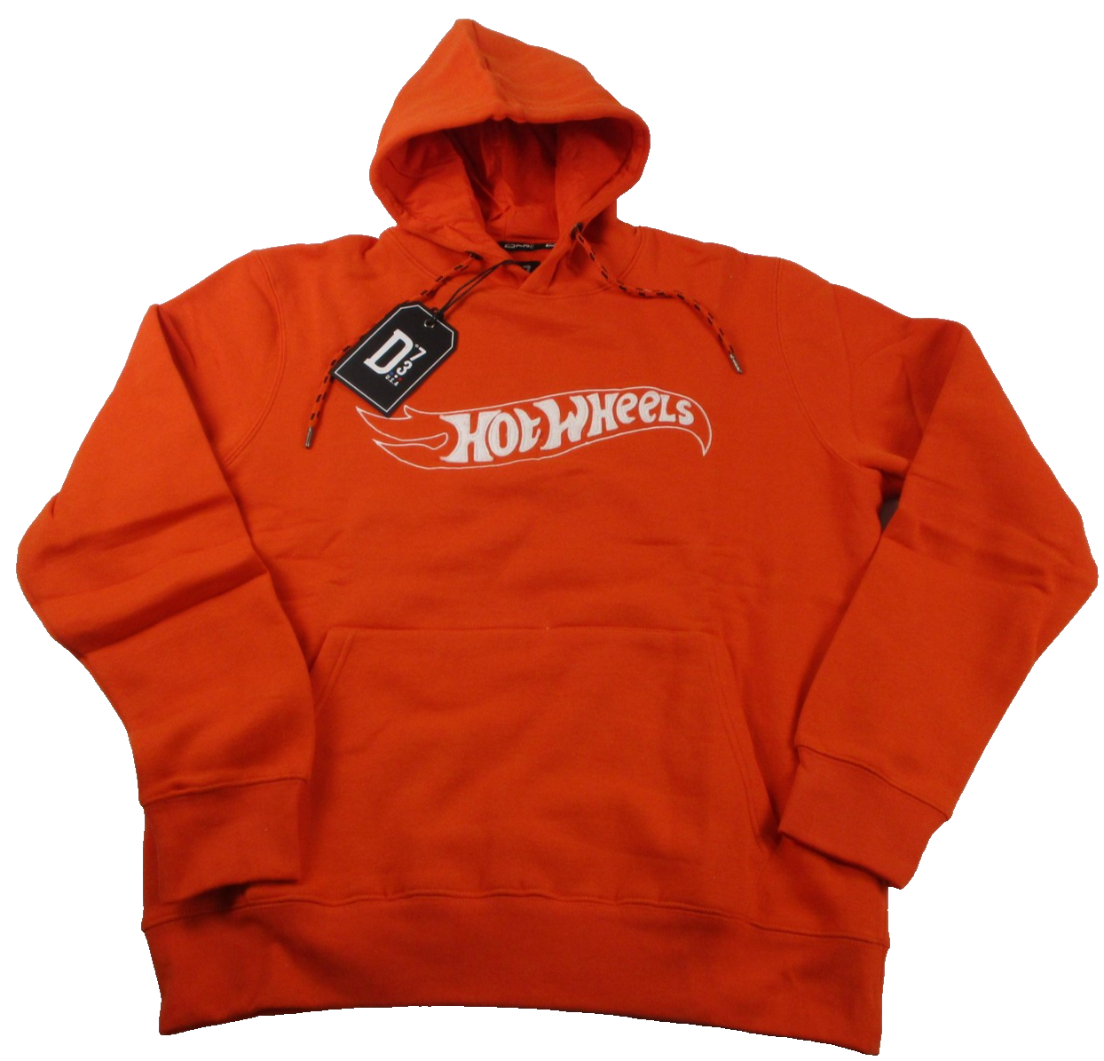 Hot Wheels Hoodie Mens Large Orange Graphic Pullover Kangaroo Pocket D73