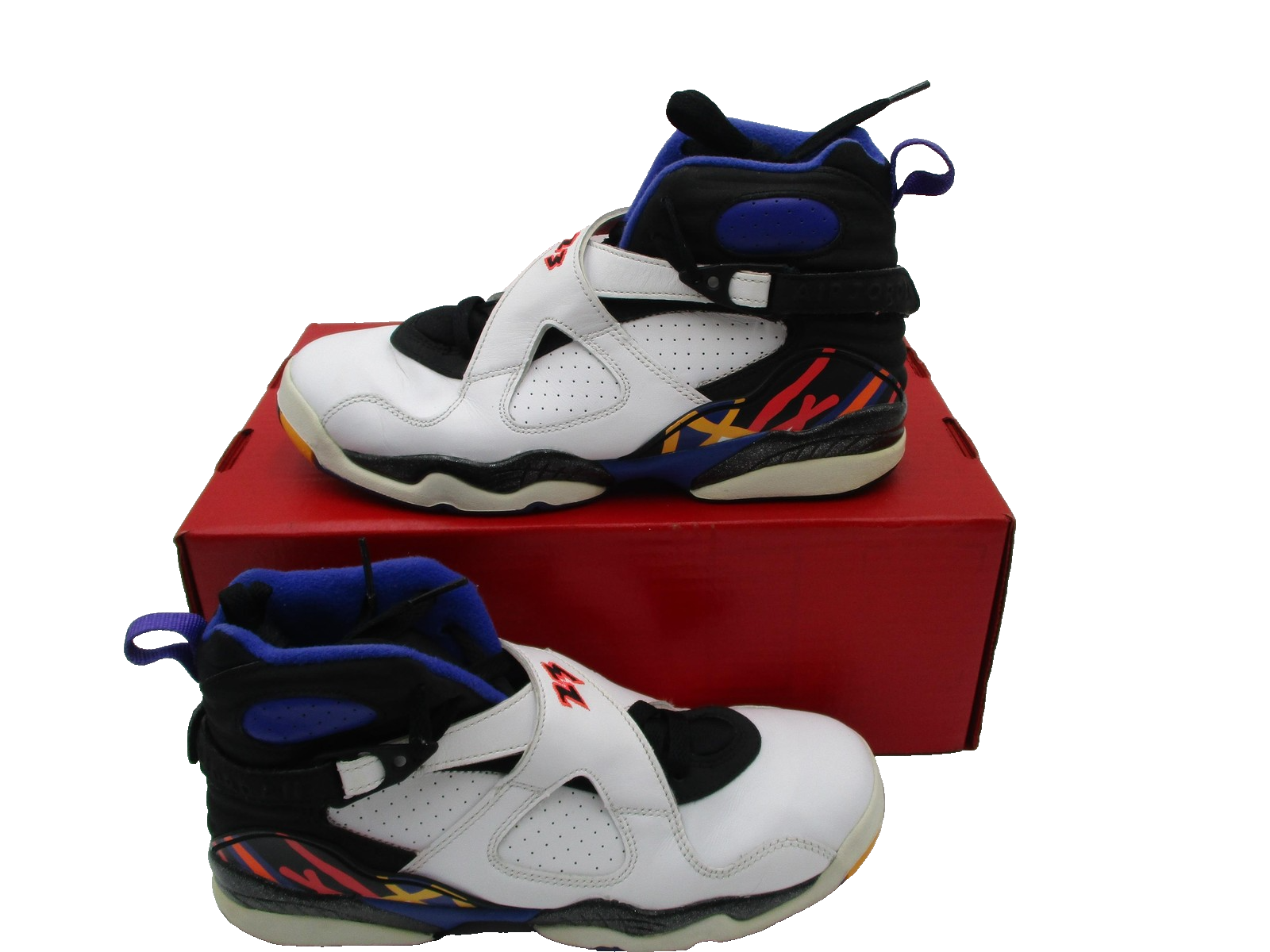 Jordan Air Jordan 8 Retro Threepeat Shoes Youth Size 7Y White Multi Sneakers 1K61