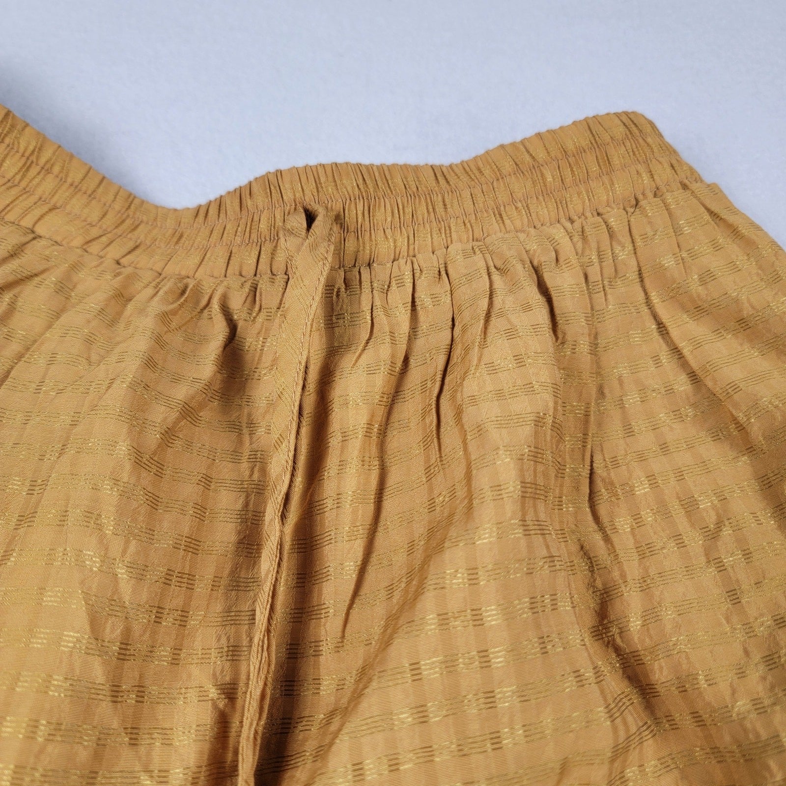 Moon River Tiered Ruffle Maxi Skirt Mustard Gold Stripe Women’s Size M New 8461