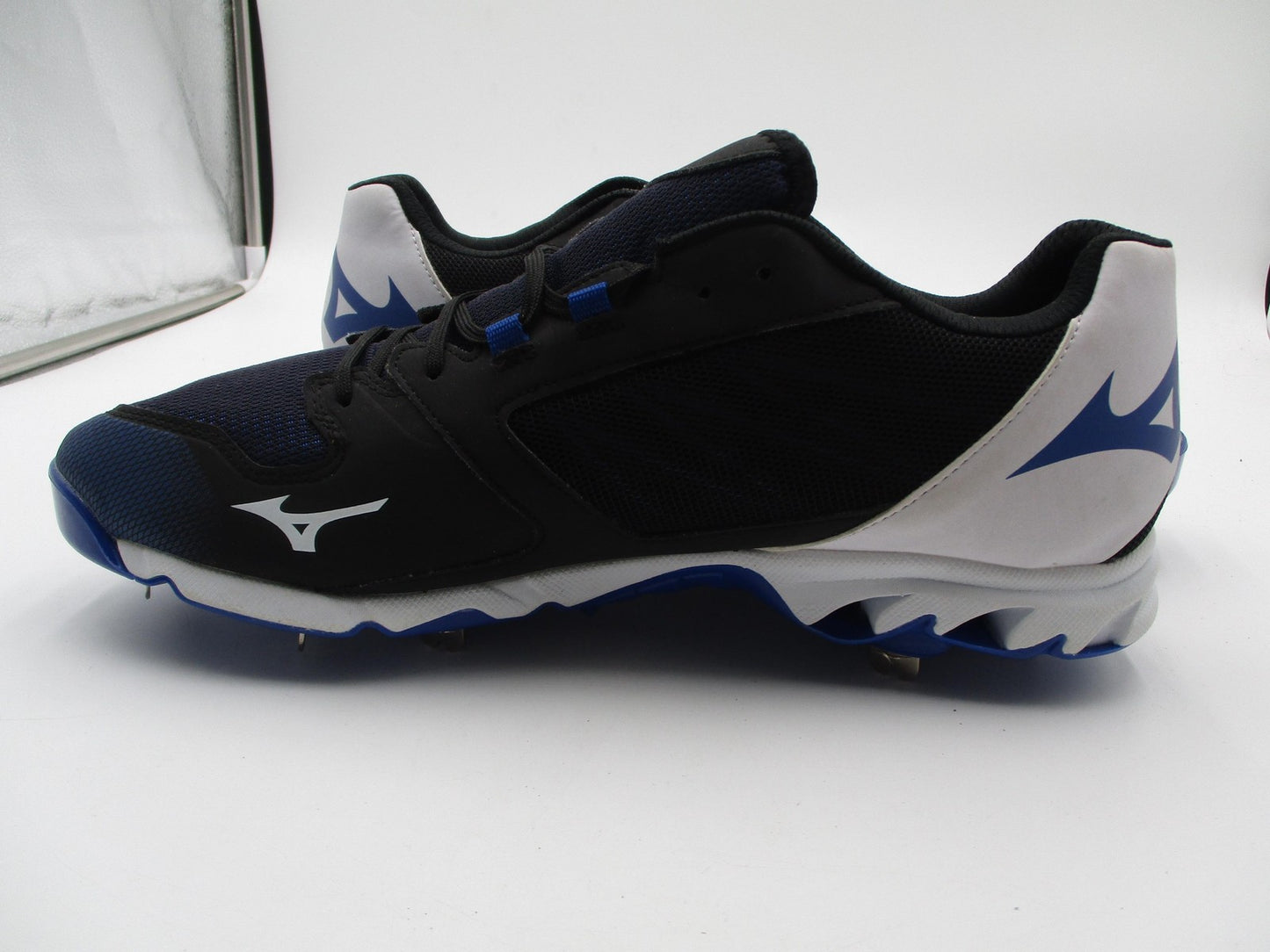 Mizuno Baseball Cleats Shoes Mens Size 14 Blue Black Metal Spikes Athletic3