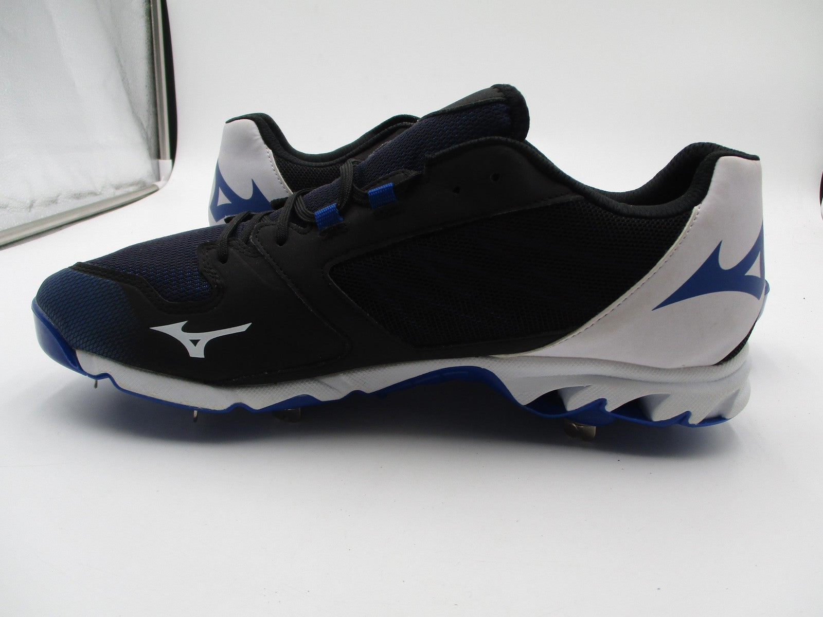 Mizuno Baseball Cleats Shoes Mens Size 14 Blue Black Metal Spikes Athletic3