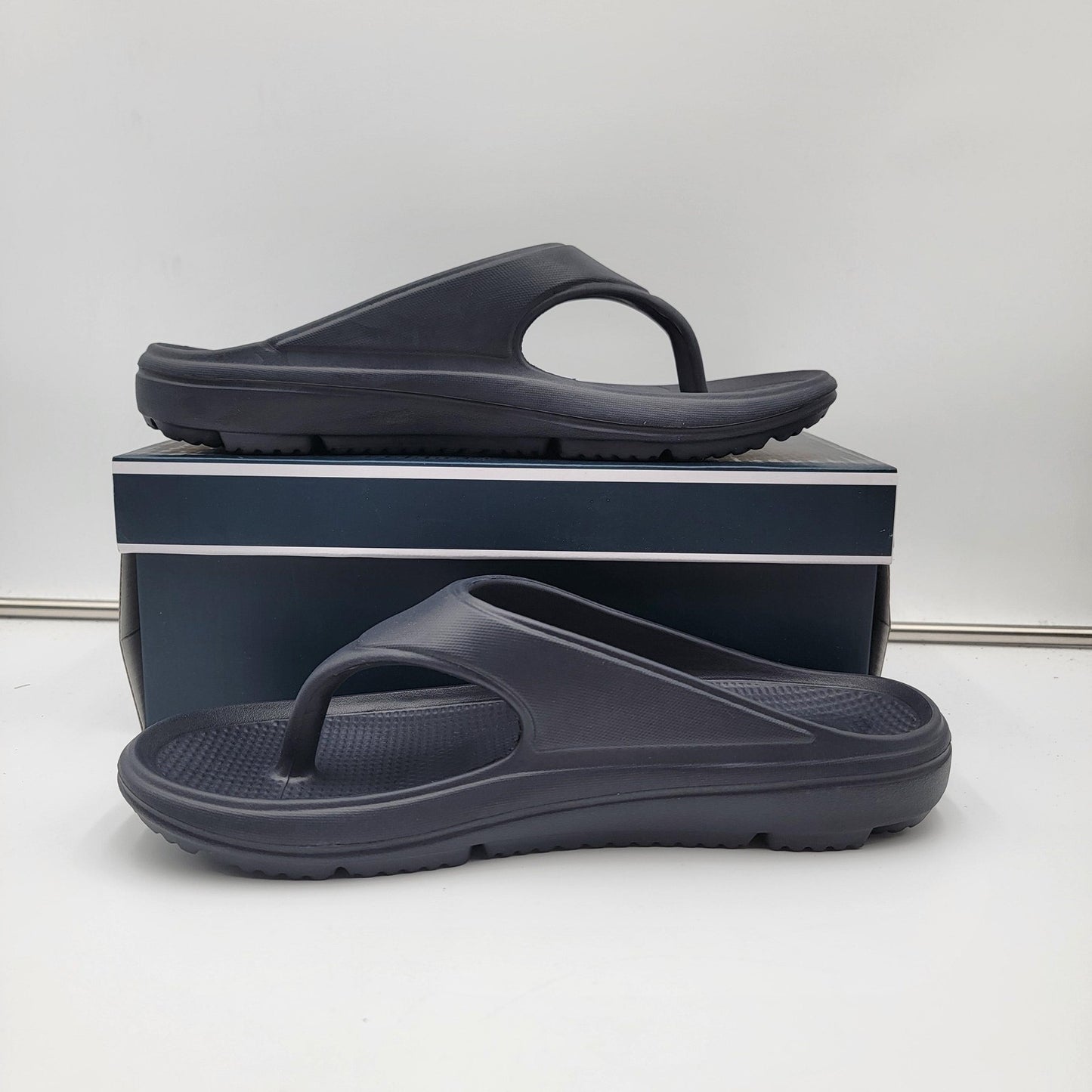 Club Room Remy Shoes Mens Size 9 Navy Blue Slide Flip Flop Sandals Comfort1